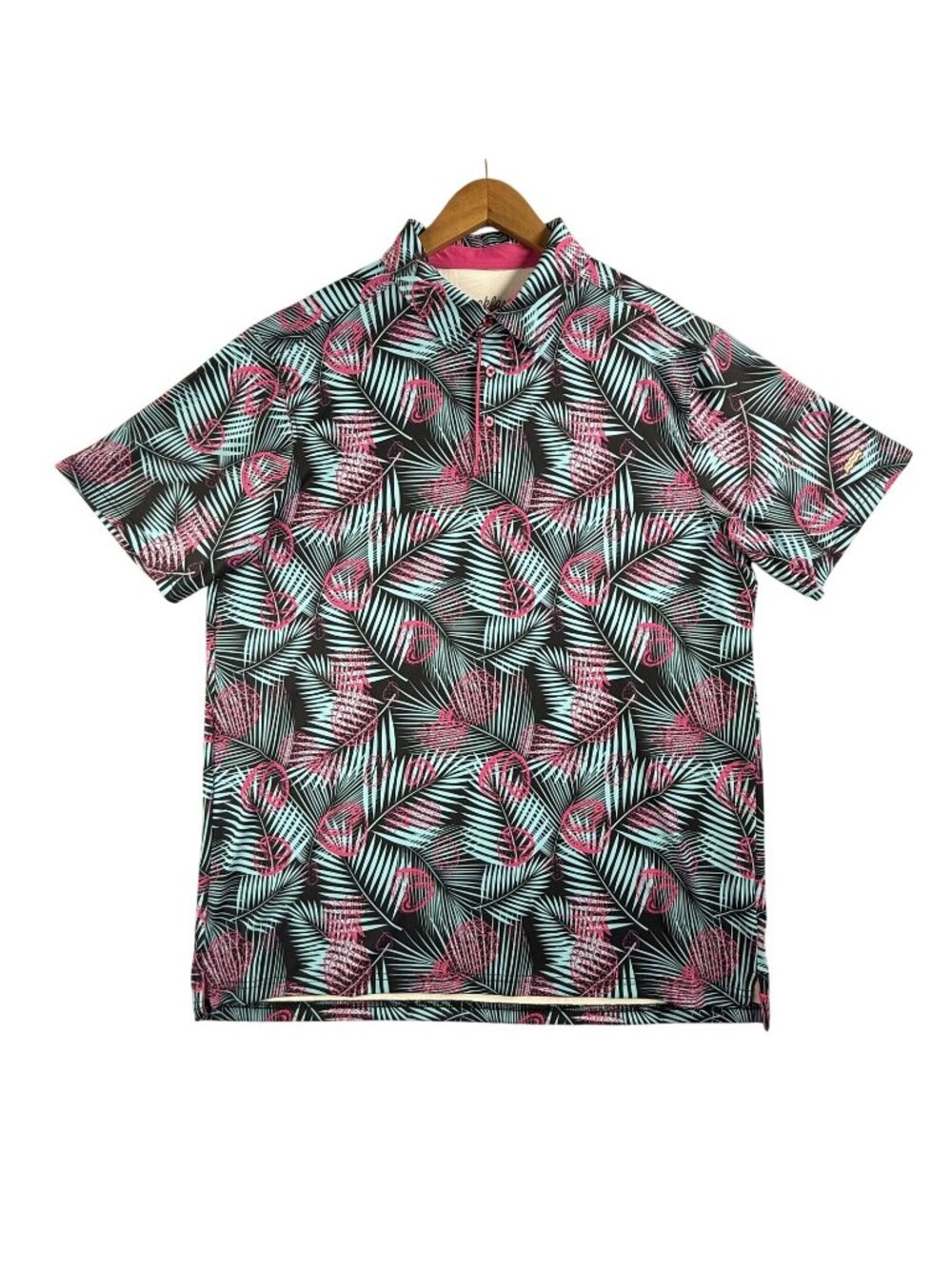 RSVLTS Breakfast Balls Polo Shirt Mens XL Blue Tropical Golf Stretch AOP Casual
